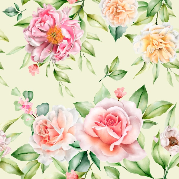 hand drawn watercolor floral seamless pattern