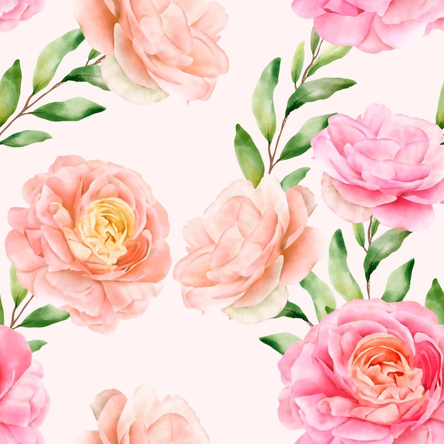 Hand drawn watercolor floral seamless pattern