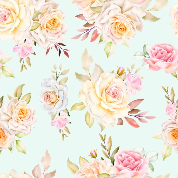 Hand drawn watercolor floral seamless pattern