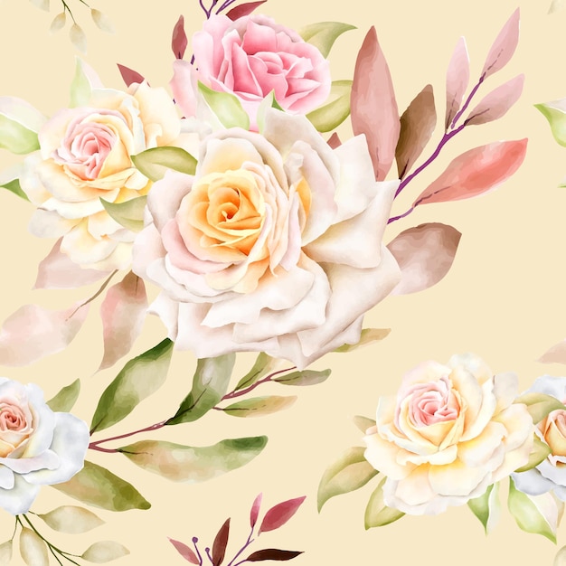 Hand drawn watercolor floral seamless pattern