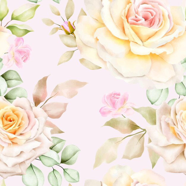 Hand drawn watercolor floral seamless pattern