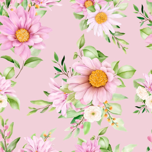 Free vector hand drawn watercolor floral seamless pattern