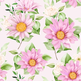 손으로 그린 수채화 꽃 원활한 패턴