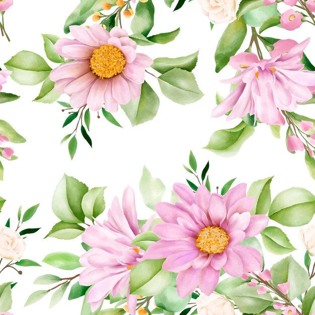 Hand drawn watercolor floral seamless pattern