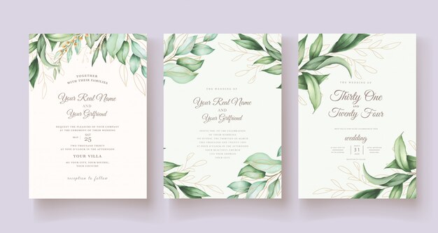 Hand drawn watercolor floral wedding card