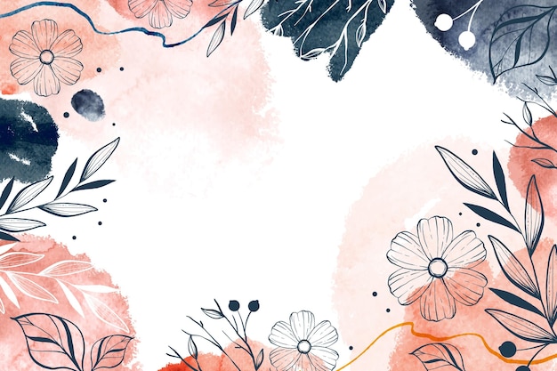 Hand drawn watercolor flowers background