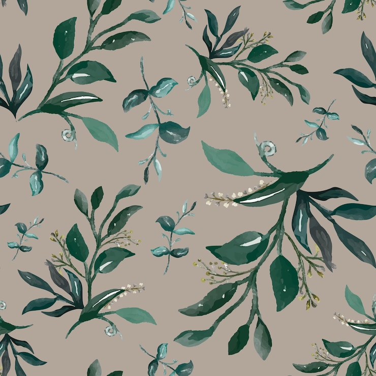 Free Vector hand drawn watercolor leaves floral seamless pattern