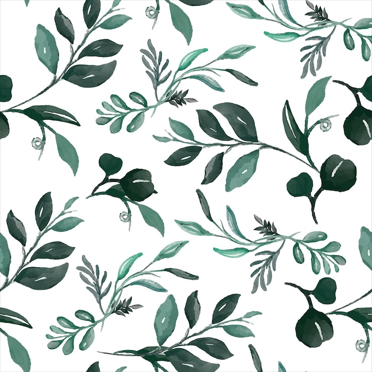 Free Vector hand drawn watercolor leaves floral seamless pattern