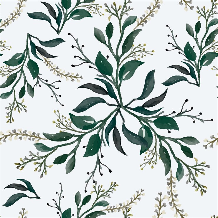 Free Vector hand drawn watercolor leaves floral seamless pattern