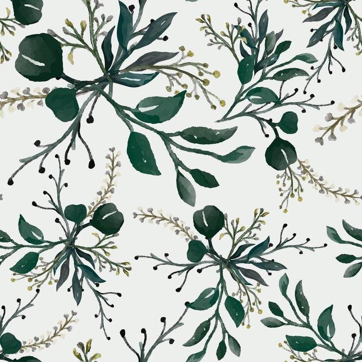 Free Vector hand drawn watercolor leaves floral seamless pattern