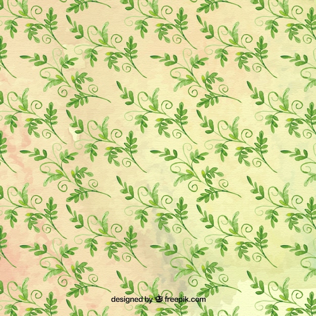 손으로 그린 수채화 나뭇잎 패턴