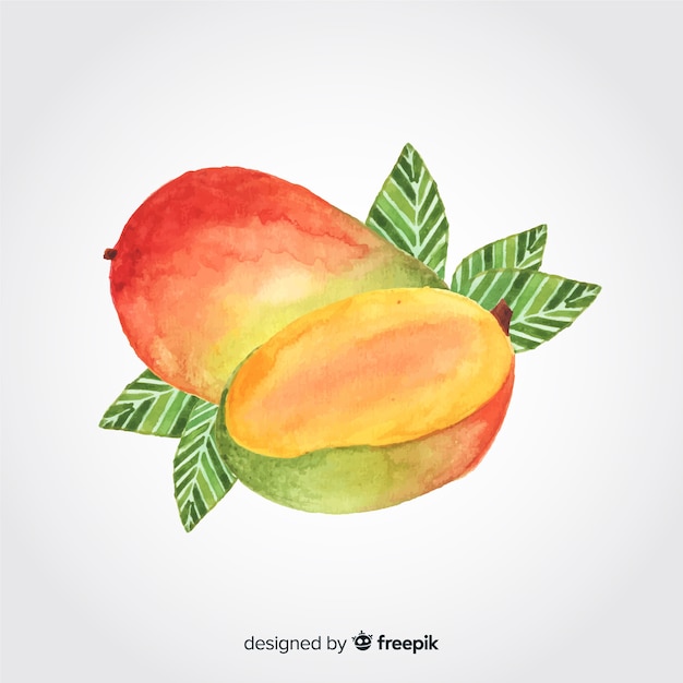 Free vector hand drawn watercolor mango background