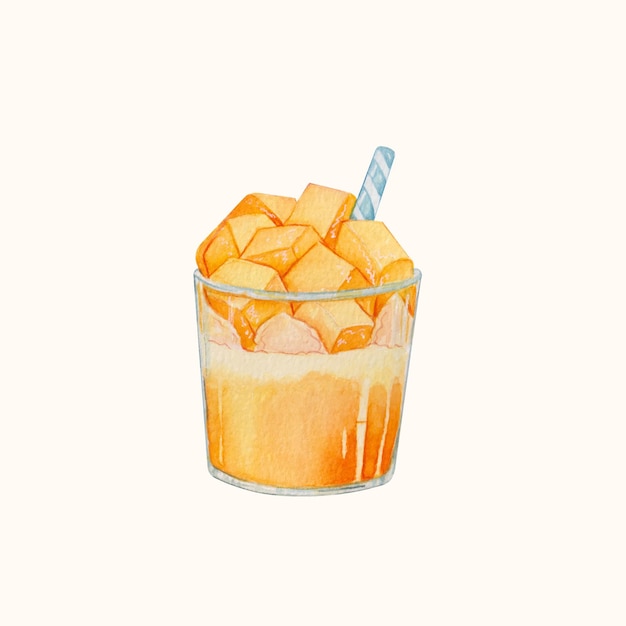 Free vector hand drawn watercolor mango mousse