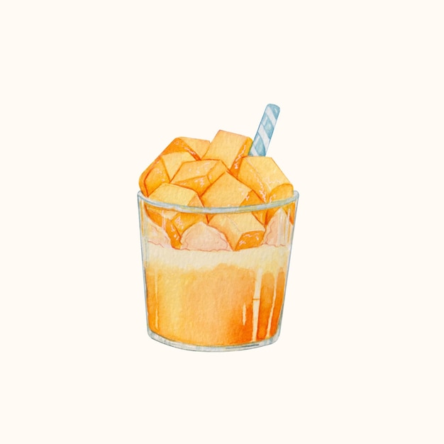 Mousse di mango dell'acquerello disegnato a mano