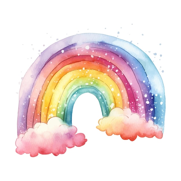 Vettore gratuito clipart di arcobaleni di colore pastello dell'acquerello disegnato a mano