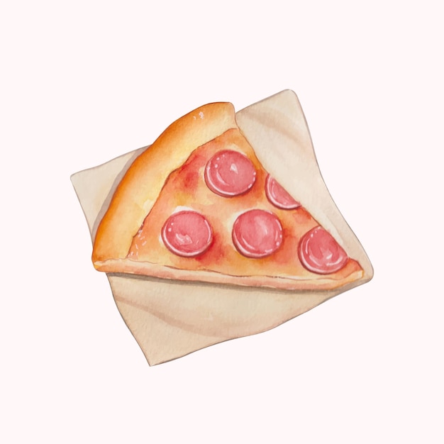 Vettore gratuito fette di pizza dell'acquerello disegnato a mano