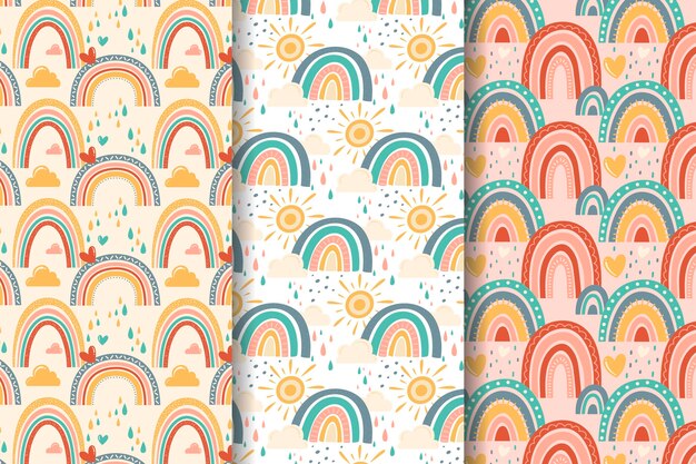 Hand drawn watercolor rainbow pattern