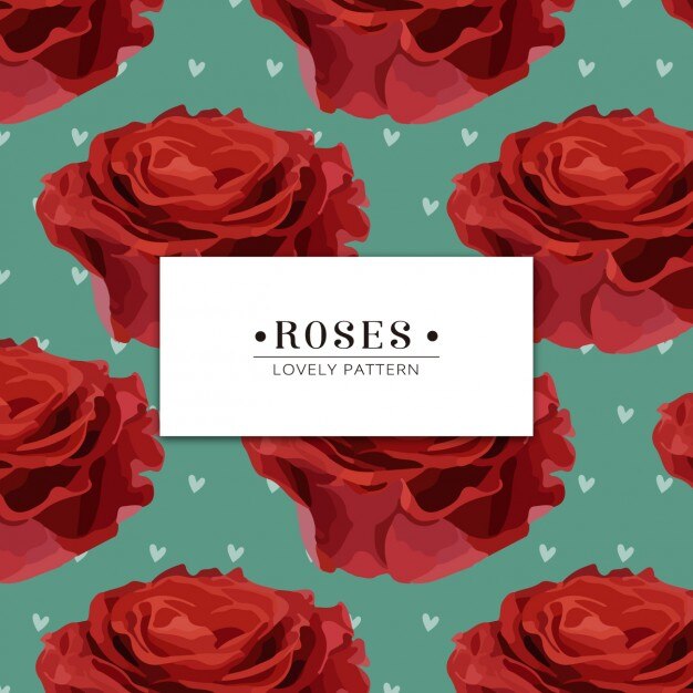 Hand drawn watercolor red roses pattern