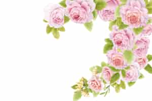 無料ベクター 手描きの水彩バラの花束セット