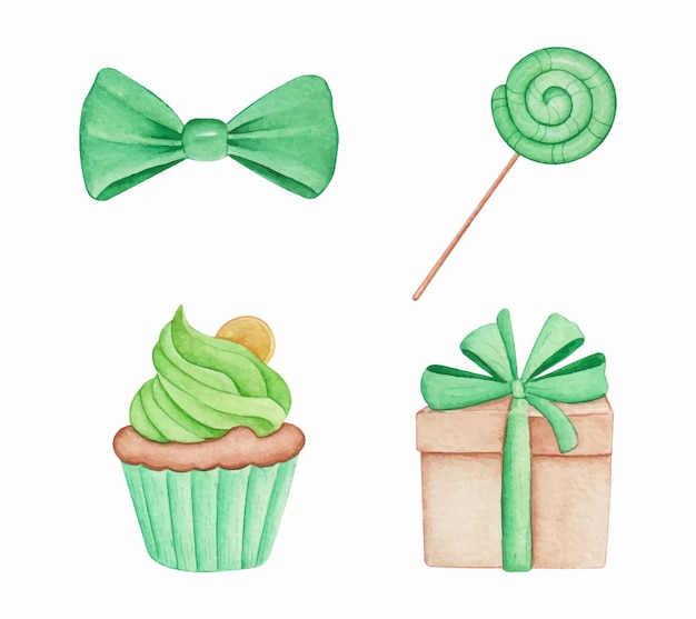 Free vector hand drawn watercolor st patricks day element collection