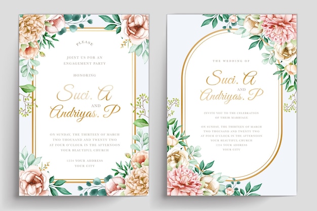 Free vector hand drawn watercolor summer floral card set