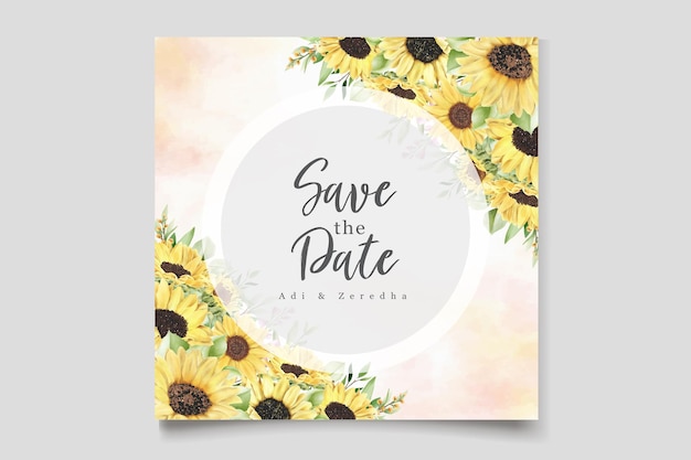 Free vector hand drawn watercolor sun flower background card