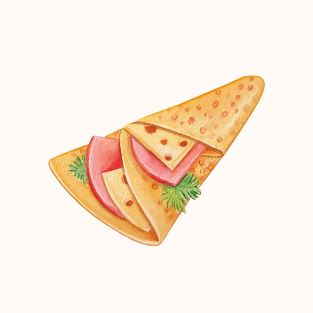 Бесплатное векторное изображение Ручной обращается акварель бутерброд с жареным сыром и ветчиной
