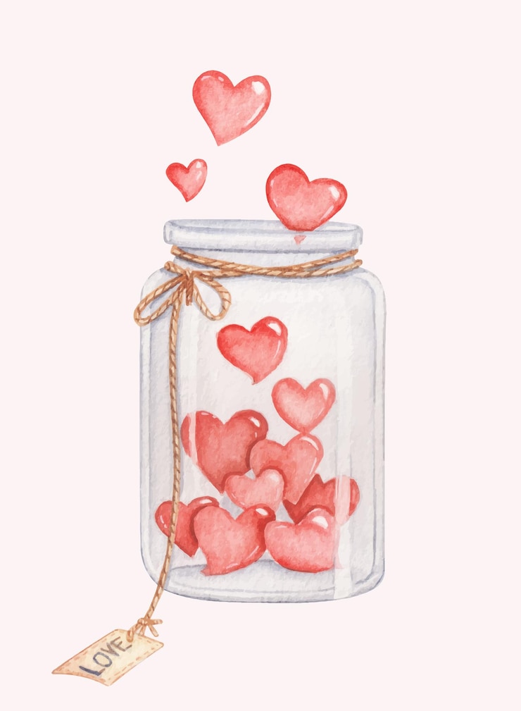 Free Vector hand drawn watercolor valentines jar