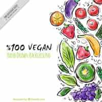 Free vector hand drawn watercolor vegan food background