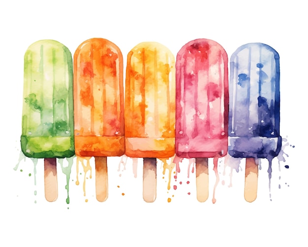 Free vector hand drawn watercolor watercolor popsicles clipart