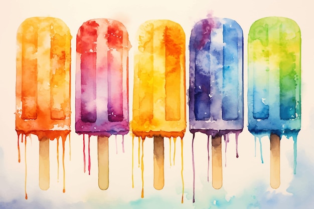Free vector hand drawn watercolor watercolor popsicles clipart