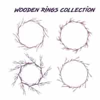 Free vector hand drawn watercolor wooden rings collection