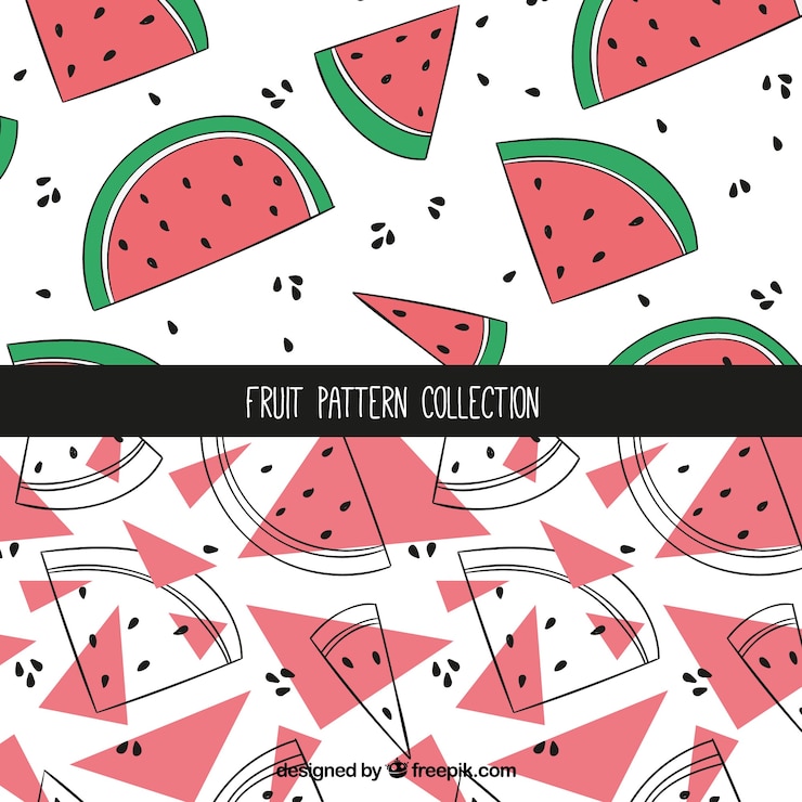 無料Vector 手描きのスイカのパターン