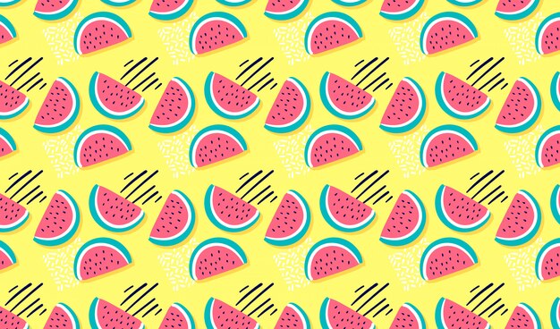 Hand drawn watermelon seamless pattern