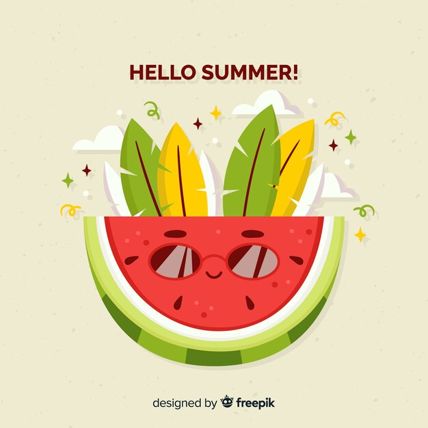 Free Vector hand drawn watermelon summer background