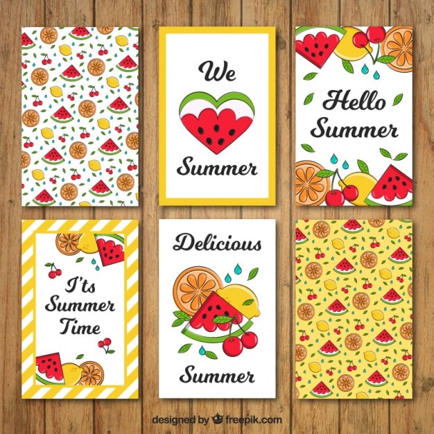 Hand drawn watermelon summer cards