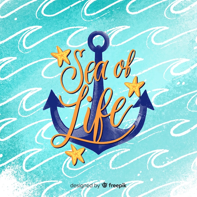 Free vector hand drawn waves nautical background