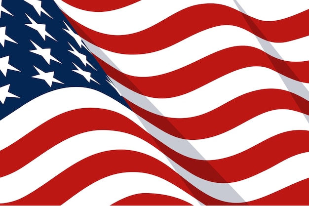 Hand drawn waving american flag background