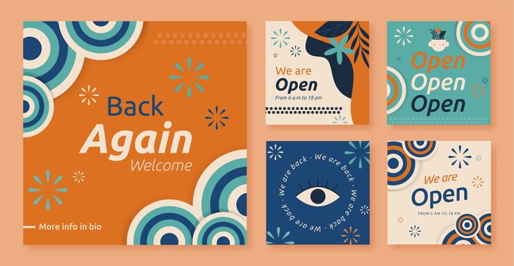 Free Vector hand drawn we are back instagram post collection