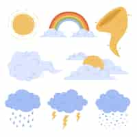 Free vector hand drawn weather effect set