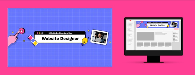 Hand drawn  web designer youtube channel art