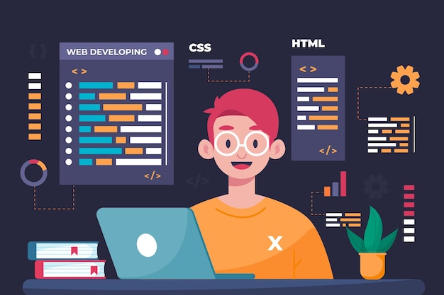 Free vector hand drawn web developers