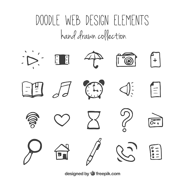 Free vector hand drawn web elements and icons