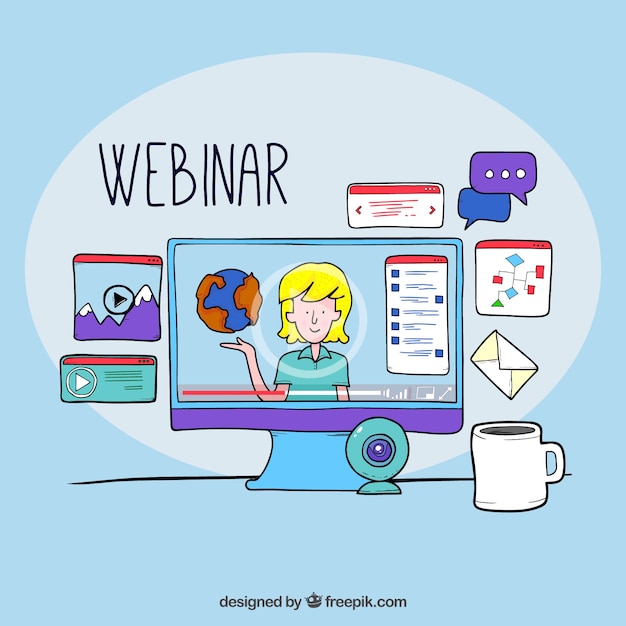 Concetto di webinar disegnato a mano