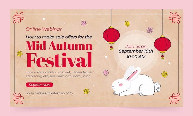 Free Vector hand drawn webinar template for mid autumn festival celebration