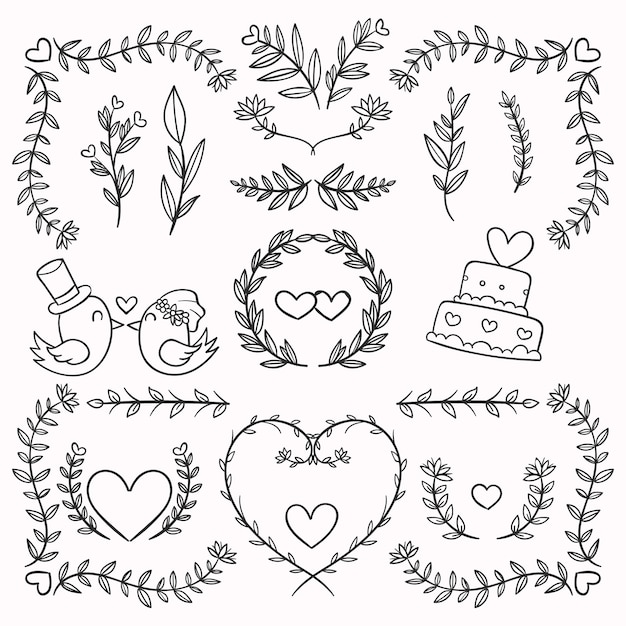 Hand Drawn Wedding Album Ornaments Free Vector Download