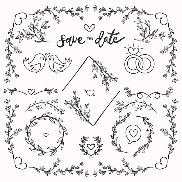 Hand drawn wedding album ornaments