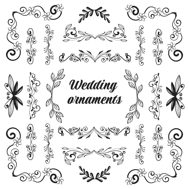 Hand drawn wedding album ornaments