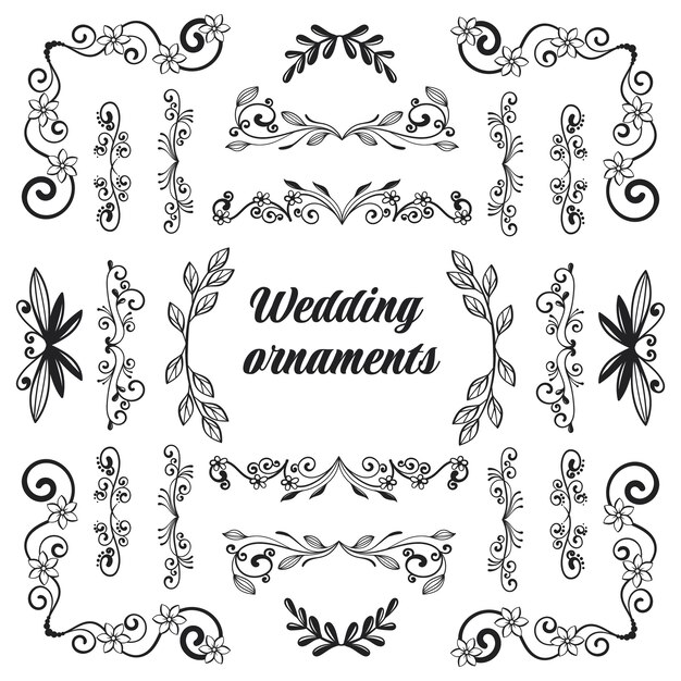 Hand drawn wedding album ornaments