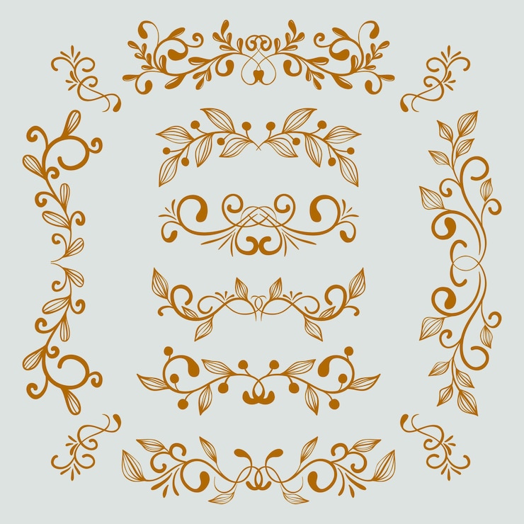 Free Vector hand drawn wedding album ornaments